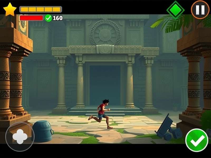Temple Escape Master gameplay screenshot showing character running through ancient temple